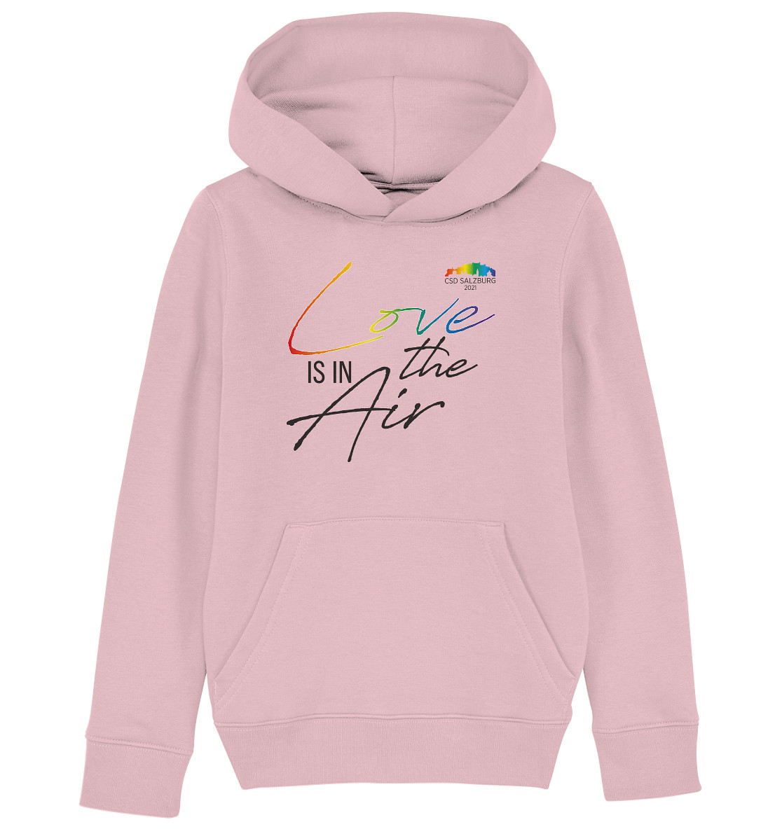 Love is in the Air 2021 (black/rainbow color) - Kids Bio Hoodie >> Front-Print