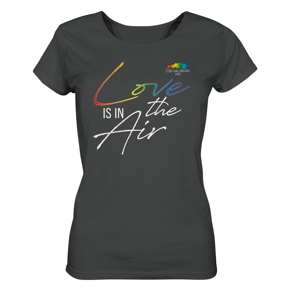 Love is in the Air 2021 (white/rainbow color) - Ladies* Bio T-Shirt >> Front-Print