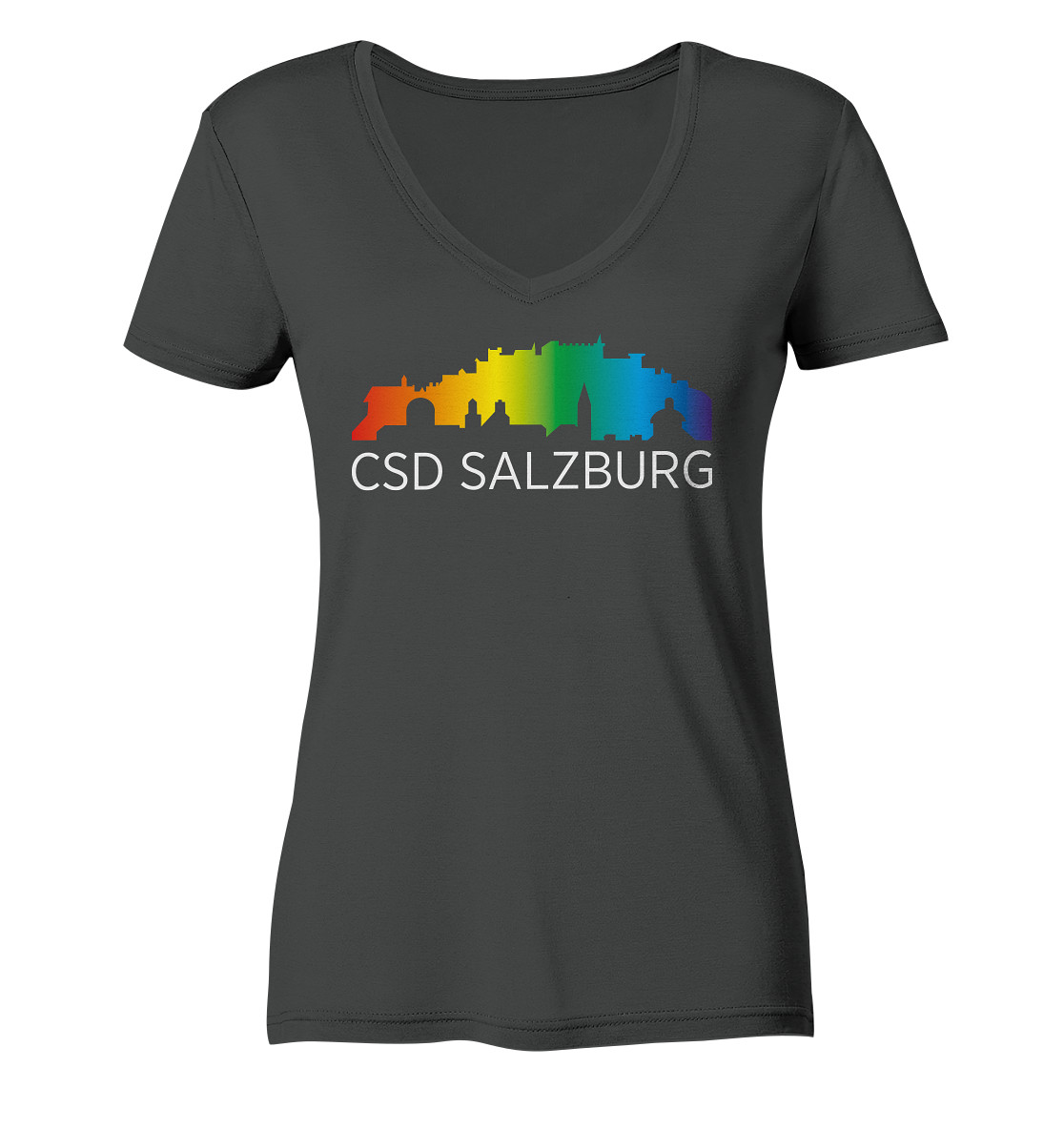 CSD Salzburg (white) - Ladies* Bio T-Shirt mit V-Ausschnitt >> Front-Print