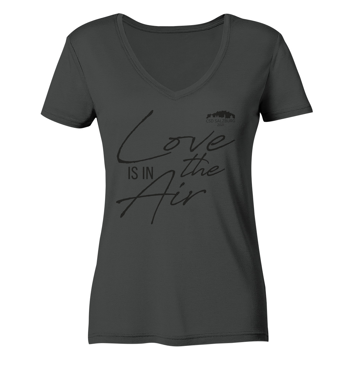Love is in the Air 2021 (black) - Ladies* Bio T-Shirt mit V-Ausschnitt >> Front-Print