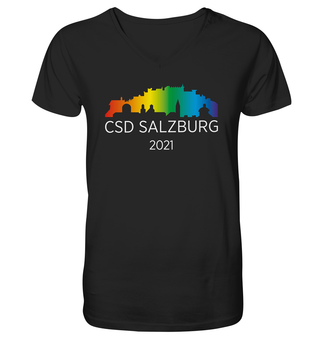 CSD Salzburg 2021 (white) - Bio T-Shirt mit V-Ausschnitt >> Front-Print