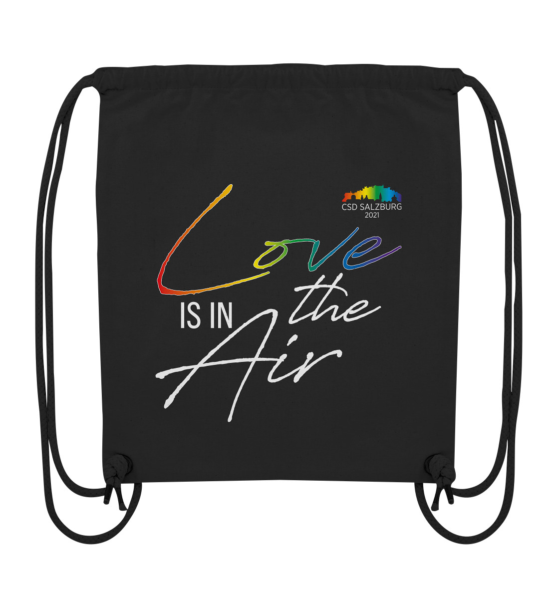Love is in the Air 2021 (white/rainbow color) - Bio Gym-Bag >> Front-Print